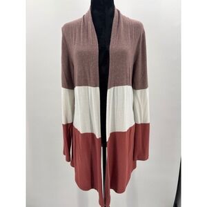 MARKET & SPRUCE Colorblock Cozy Cardigan Sweater Women Size L Duster